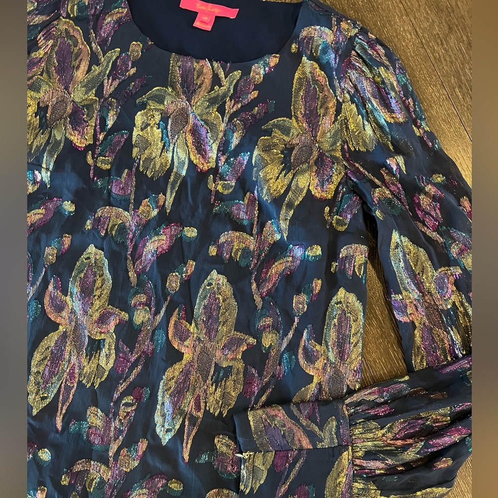 Lilly Pulitzer‎ Women Silk and Metallic Blouse- XS